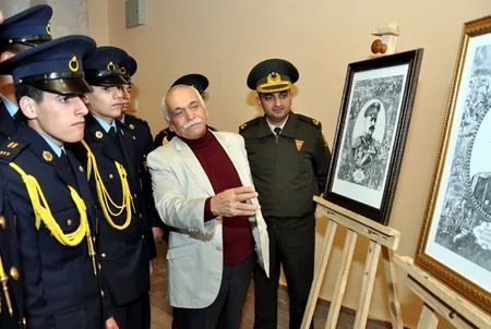 ​Cəmşid Naxçıvanski adına Hərbi Liseydə rəsm sərgisi keçirilib
