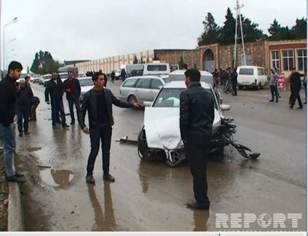 В Гяндже произошло цепное ДТП