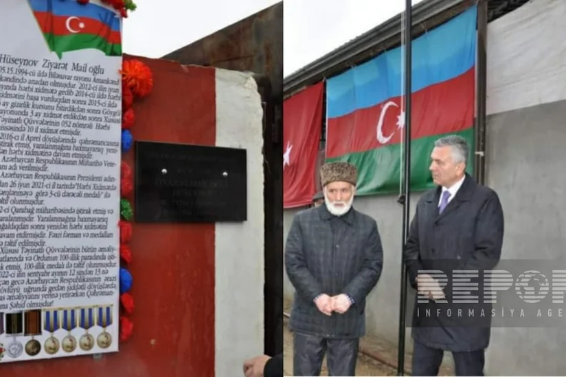 Biləsuvarda iki şəhidin xatirə lövhələrinin açılışı olub