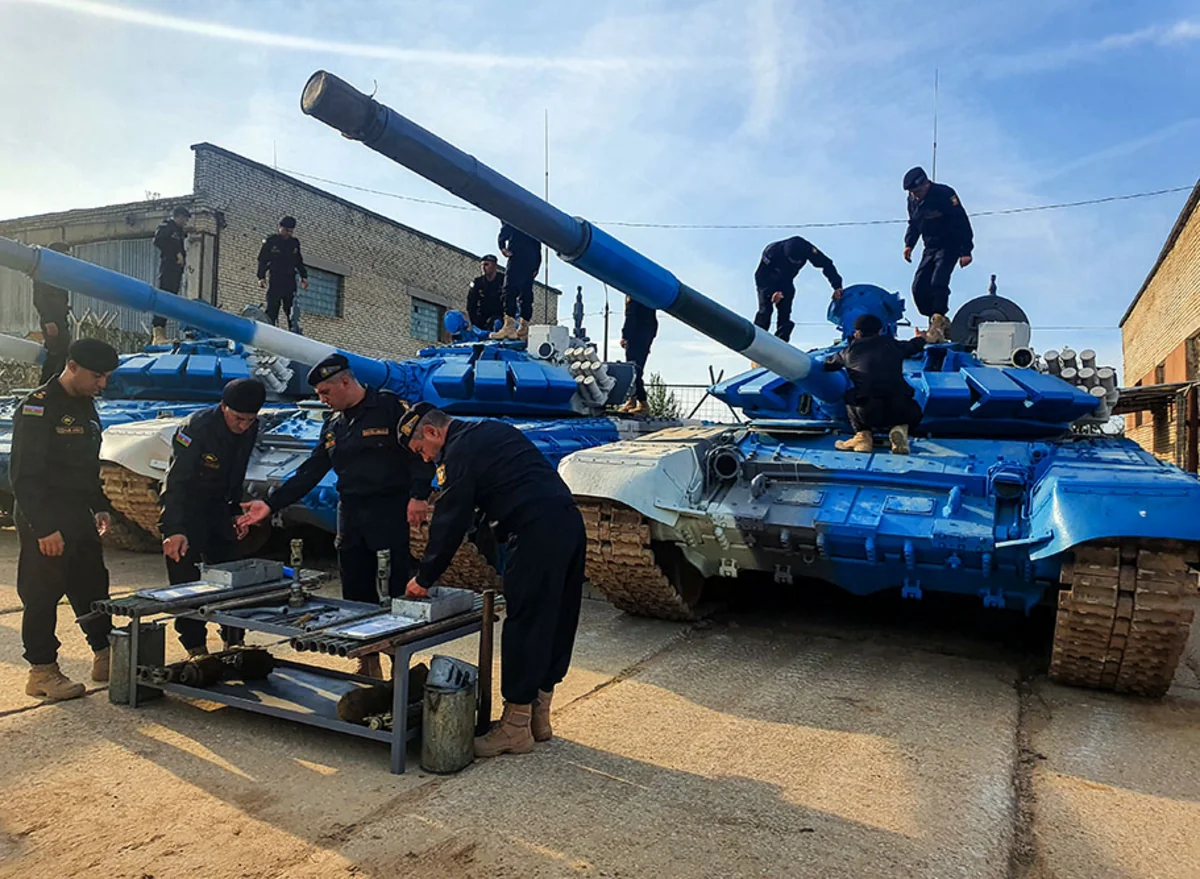 Azerbaijani tankers participating in Tank Biathlon check technical state of combat vehicles