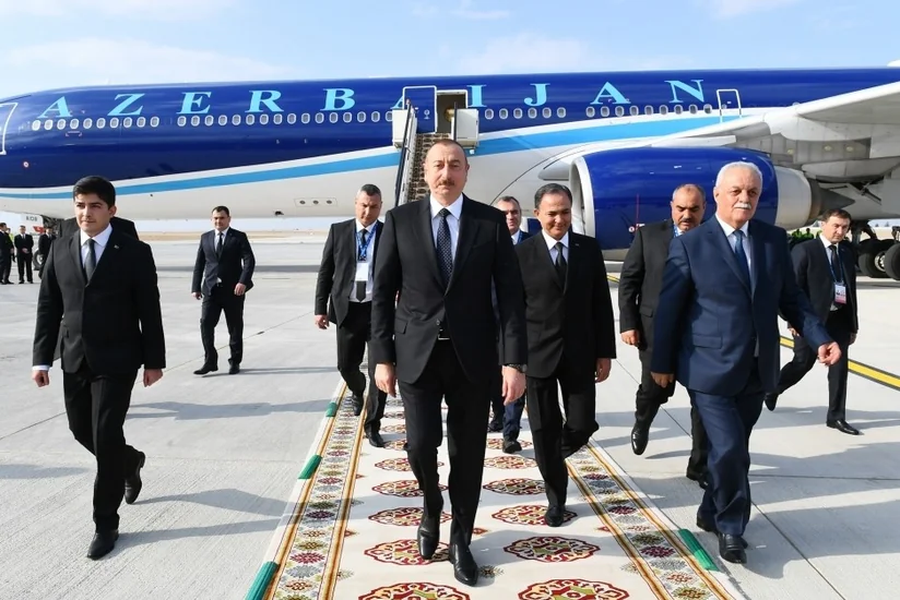 President Ilham Aliyev arrived in Turkmenistan for working visit