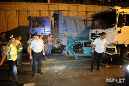 Bakıda yük maşını 9 avtomobilə çırpılıb, 4 nəfər xəsarət alıb - FOTO - YENİLƏNİB