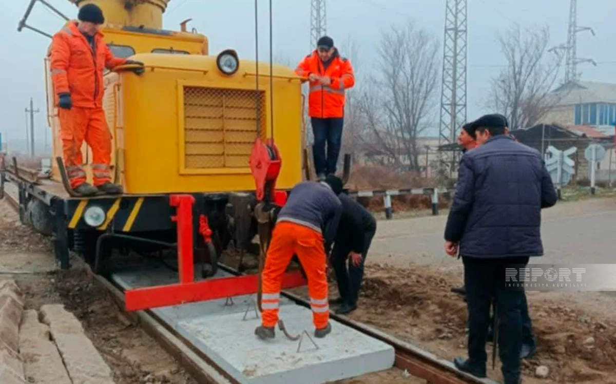 İmişlidə dəmiryol keçidi təmir edilib