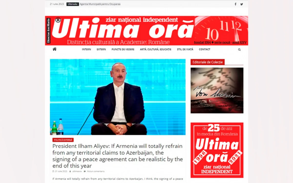 Rumıniya mətbuatı Şuşada keçirilən Qlobal Media Forumundan yazıb