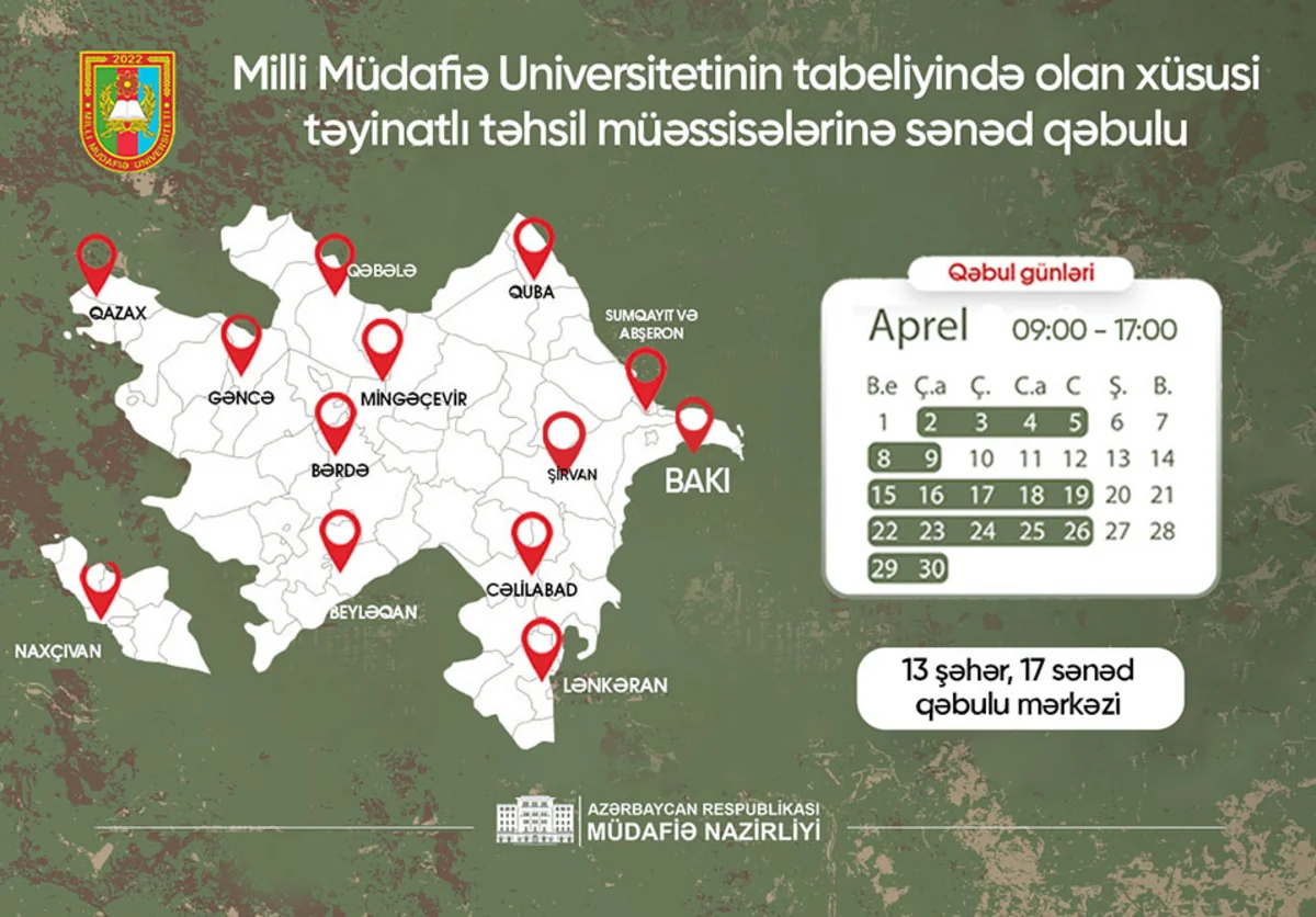 Xüsusi təyinatlı təhsil müəssisələrinə qəbul elan edilib