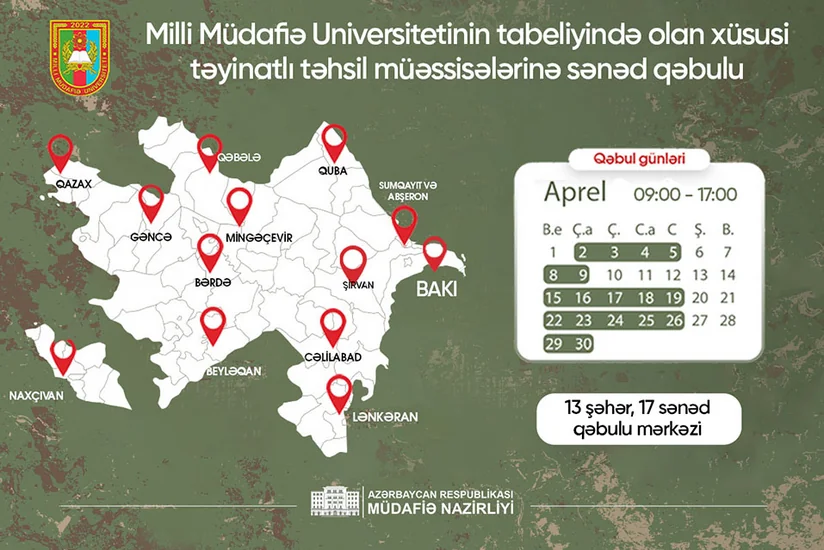 Xüsusi təyinatlı təhsil müəssisələrinə qəbul elan edilib
