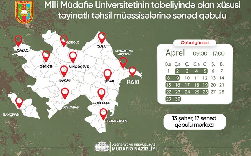 Xüsusi təyinatlı təhsil müəssisələrinə qəbul elan edilib