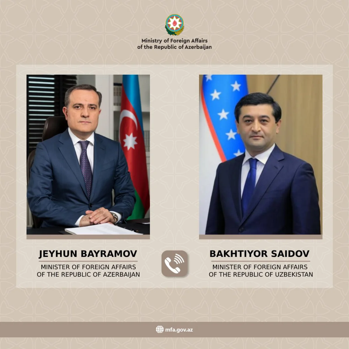 Ceyhun Bayramov özbəkistanlı həmkarı ilə əməkdaşlıq gündəliyində duran məsələləri müzakirə edib