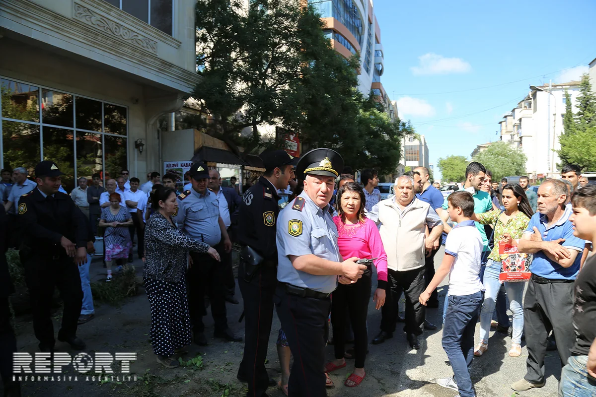 В Баку жители провели акцию протеста против вырубки деревьев - ФОТО