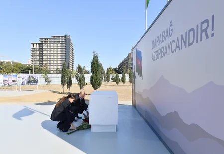 President Ilham Aliyev and First Lady Mehriban Aliyeva visit Victory Park under construction - UPDATED