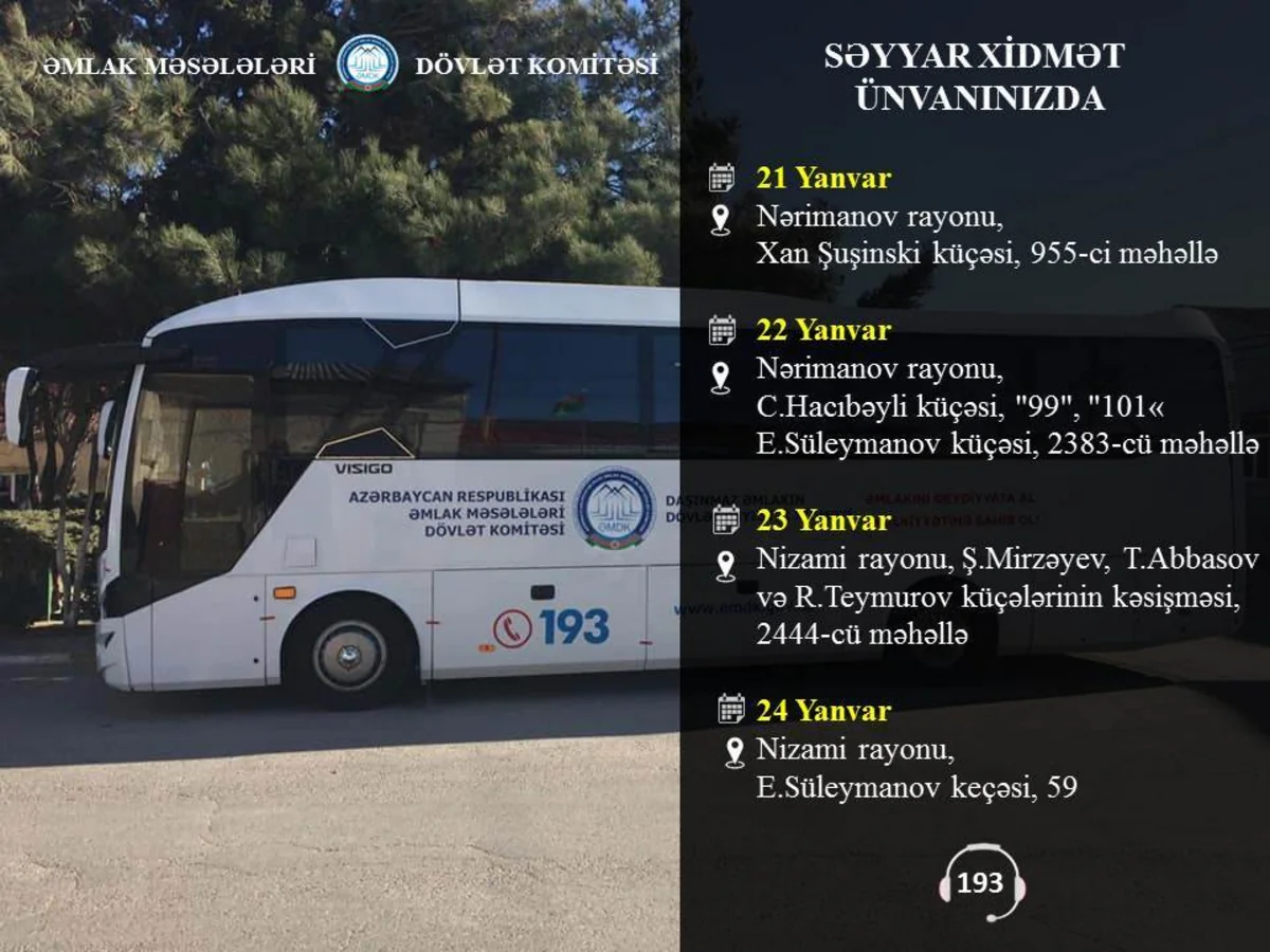 Bakının iki rayonunda çoxmənzilli binaların səyyar qeydiyyatı aparılacaq