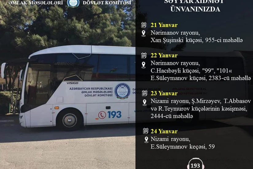 Bakının iki rayonunda çoxmənzilli binaların səyyar qeydiyyatı aparılacaq