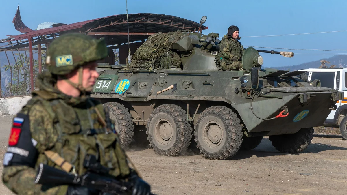 Russian peacekeepers train with armored vehicles in Karabakh