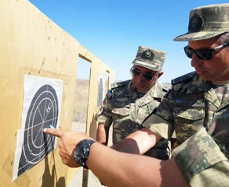 Artilleriya atəşinin ustaları müsabiqəsində iştirak edən artilleriyaçılarımız sınaq atışları ediblər