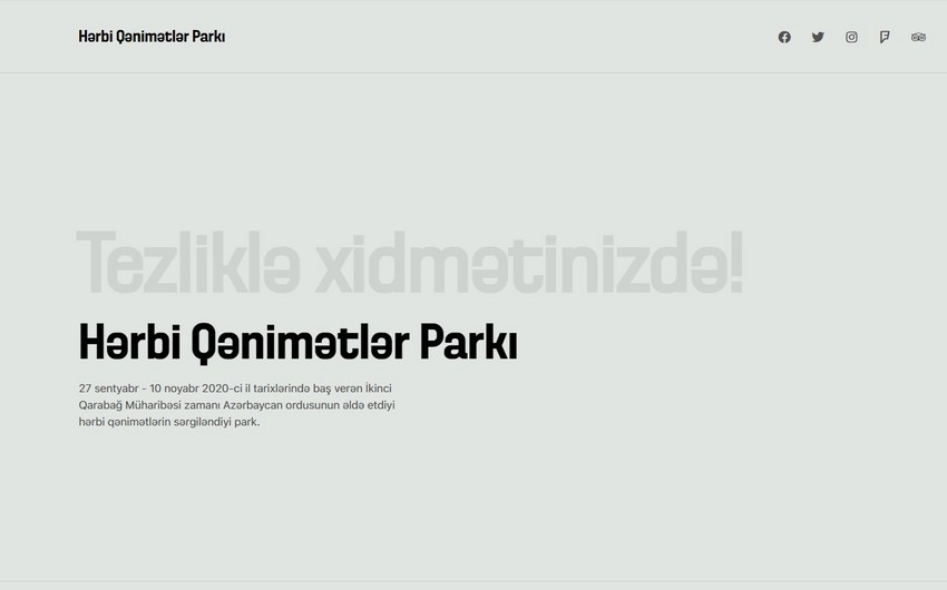 Hərbi Qənimətlər Parkının saytı hazırlanır