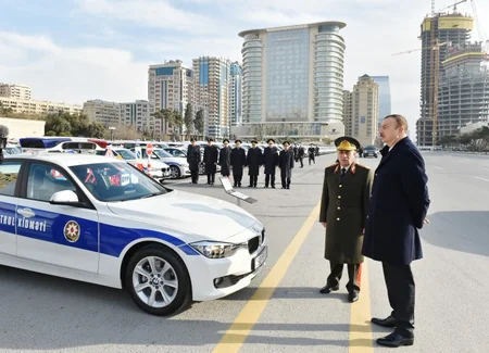 ​Prezident İlham Əliyev DİN-in qurumları üçün yeni alınan avtomobillərin istifadəyə verilməsi mərasimində iştirak edib