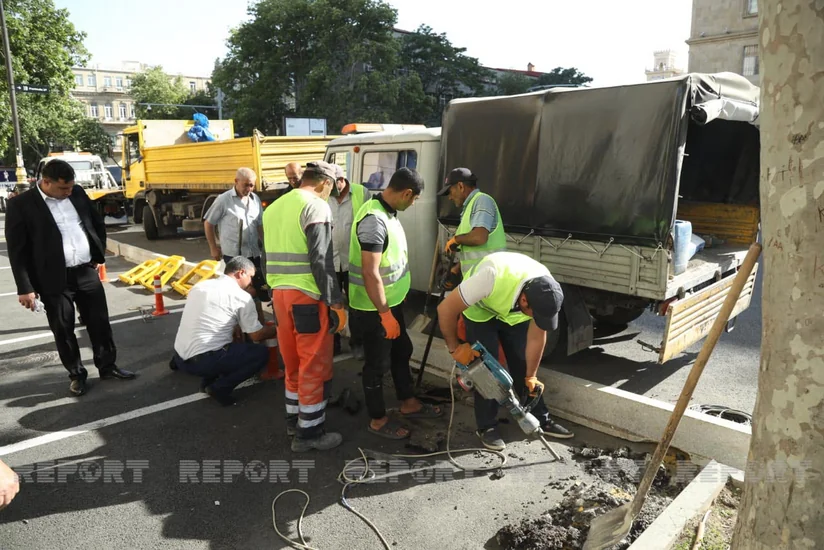 Bakının mərkəzində yaradılan qanunsuz parkinq sökülür