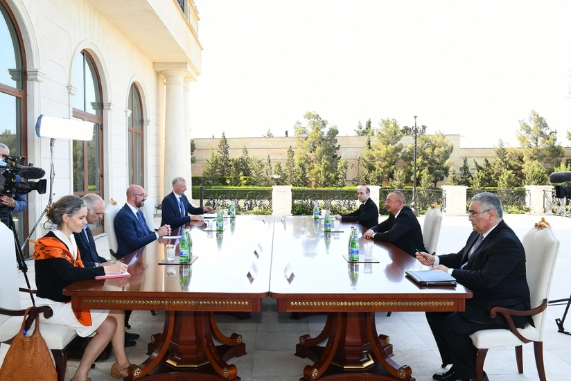 Prezidentlə Şarl Mişelin geniş tərkibdə görüşü olub