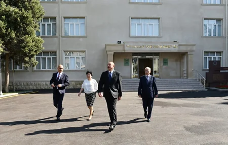 President Ilham Aliyev views the secondary school No 201 in Nizami district after major overhaul