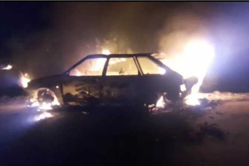 В Уджаре сгорел автомобиль - ВИДЕО