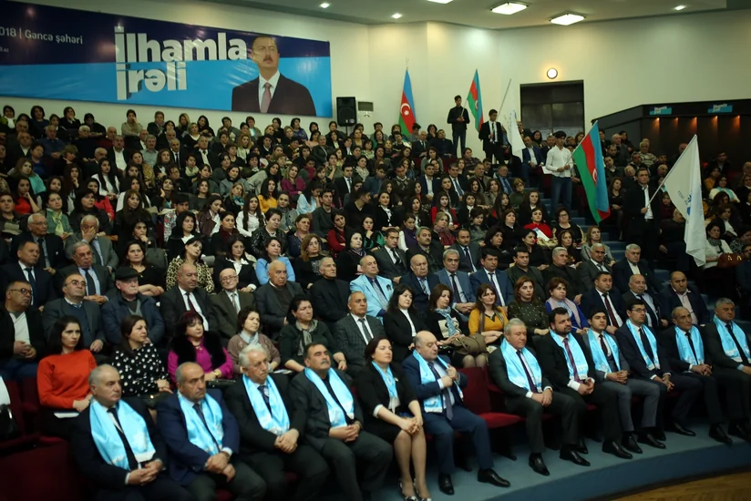 Gəncədə YAP-ın prezidentliyə namizədinin təbliğat-təşviqat kampaniyası çərçivəsində seçicilərlə görüş keçirilib - VİDEO