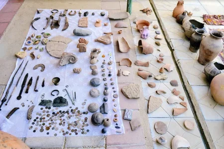 Archeological examples of tangible cultural heritage presented to museum