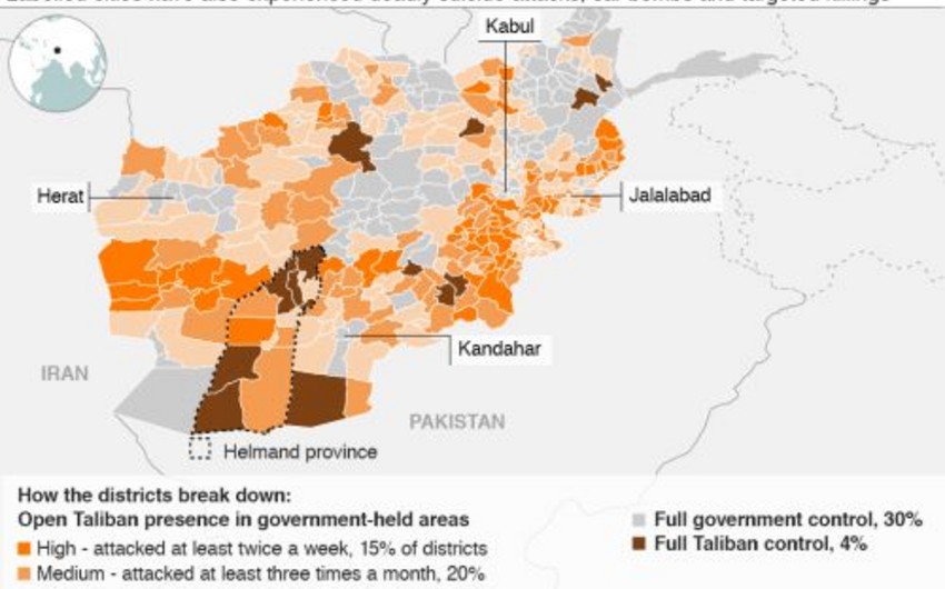 BBC: “Taliban” Əfqanıstanın 70 faizində sərbəst fəaliyyət göstərir”