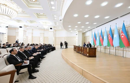 Presidents of Azerbaijan and Somalia make press statements