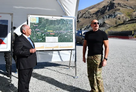 Ilham Aliyev views newly-constructed tunnel on Kalbajar-Lachin highway