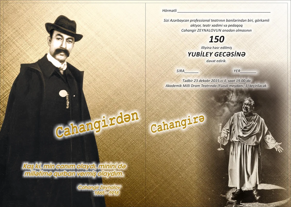Görkəmli teatr xadimi Cahangir Zeynalovun 150 illik yubileyi qeyd edilib