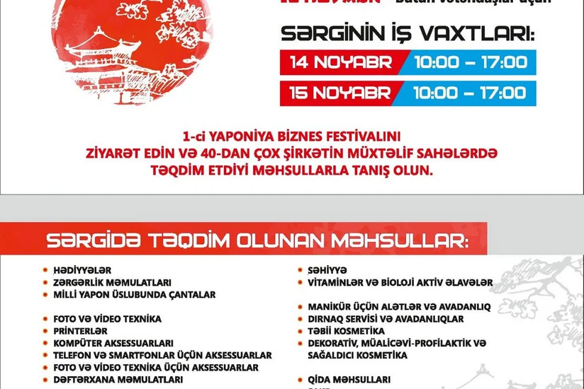Bakıda ​Yaponiya mallarının sərgisi keçiriləcək