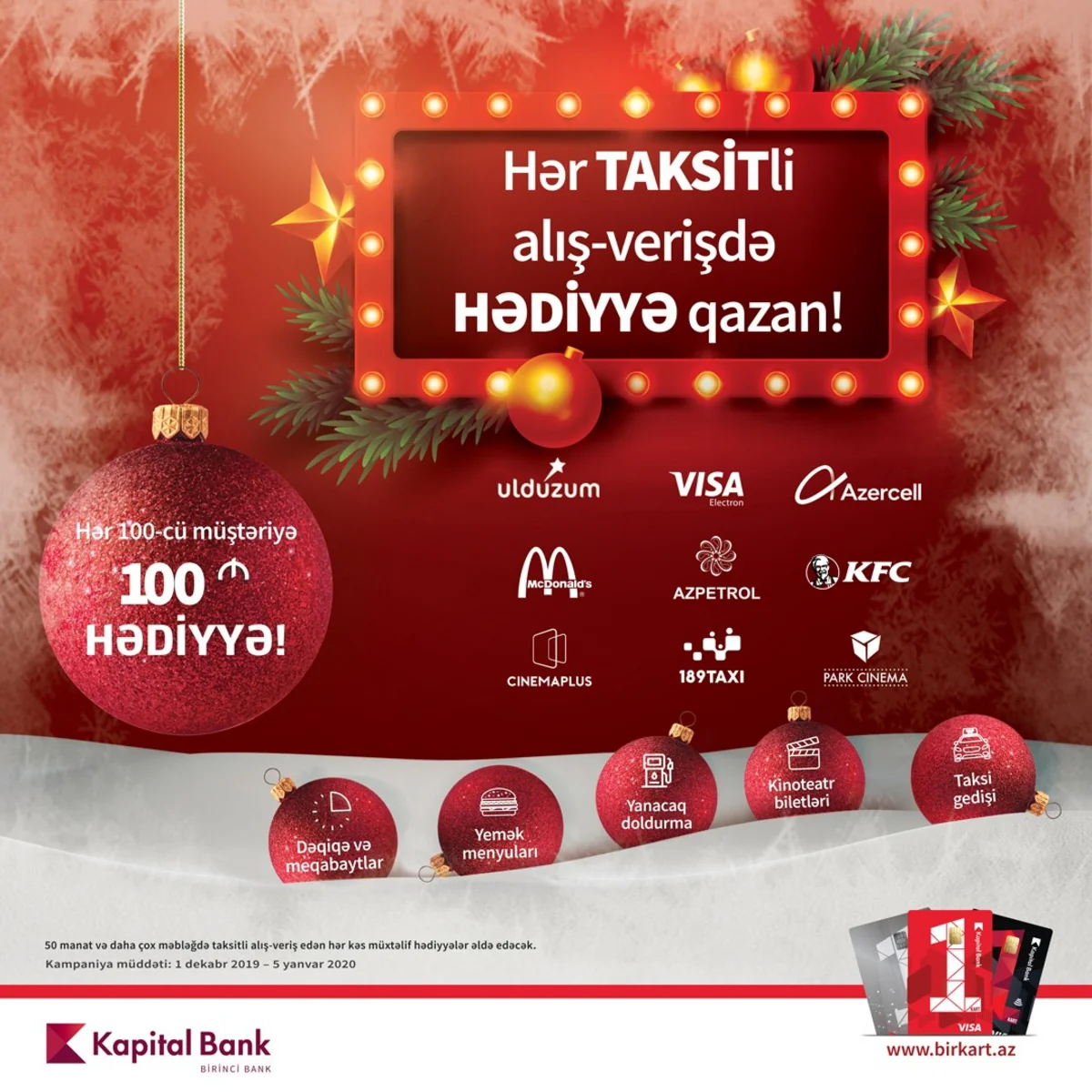 BirKartla taksit edən hər müştəri hədiyyə qazanacaq