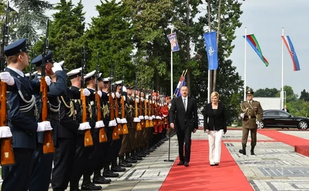Prezident İlham Əliyevin Zaqrebdə rəsmi qarşılanma mərasimi olub