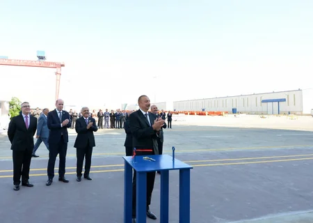 President Ilham Aliyev attends launch of Khankendi’ subsea construction vessel