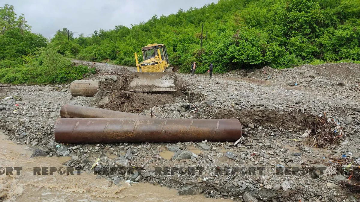 Şəkidə selin zərər vurduğu kəndlə əlaqə təmin edilib