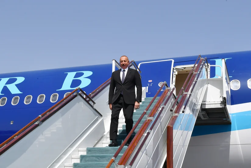 President of Azerbaijan Ilham Aliyev arrives in Uzbekistan