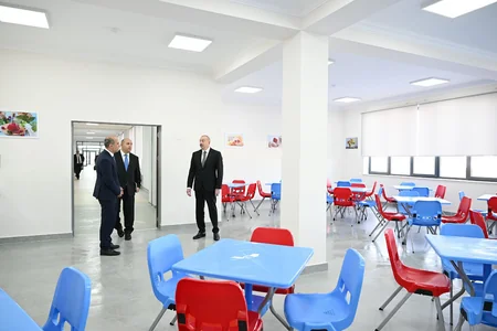 Prezident İlham Əliyev Ağdamda Kəngərli kənd tam orta məktəbinin binasının açılışında iştirak edib