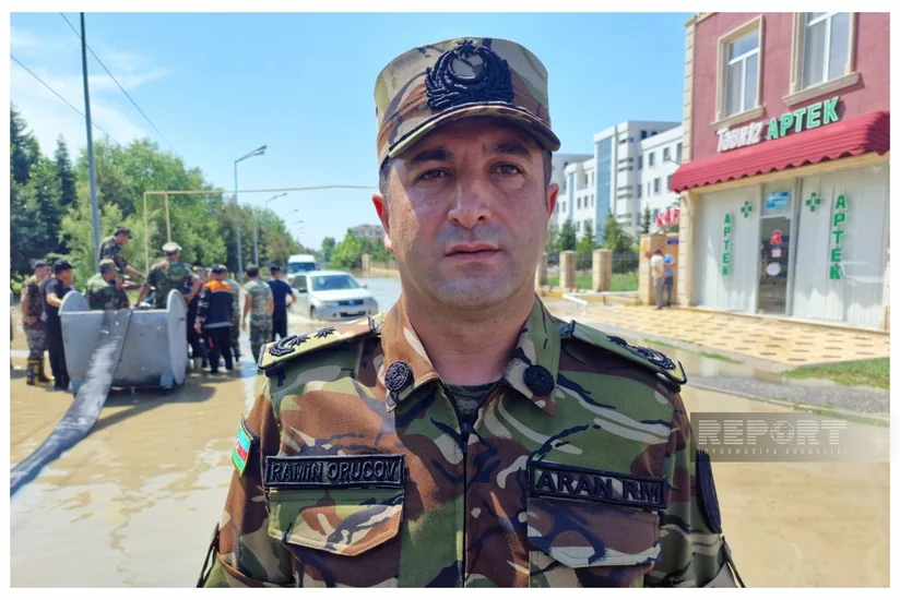 FHN rəsmisi: Yağış suları Yevlaxda ən çox mərkəzi xəstəxanaya ziyan vurub