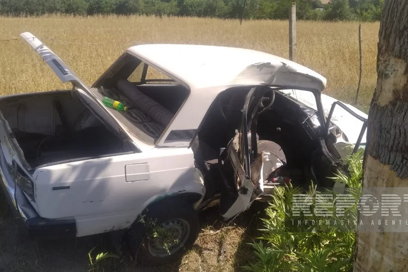 В Исмаиллы автомобиль врезался в дерево, пострадали полицейские