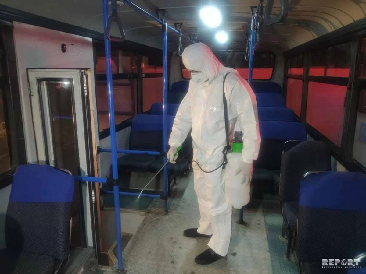 Bakı kəndlərinə işləyən avtobuslar dezinfeksiya olunur - FOTO - VİDEO