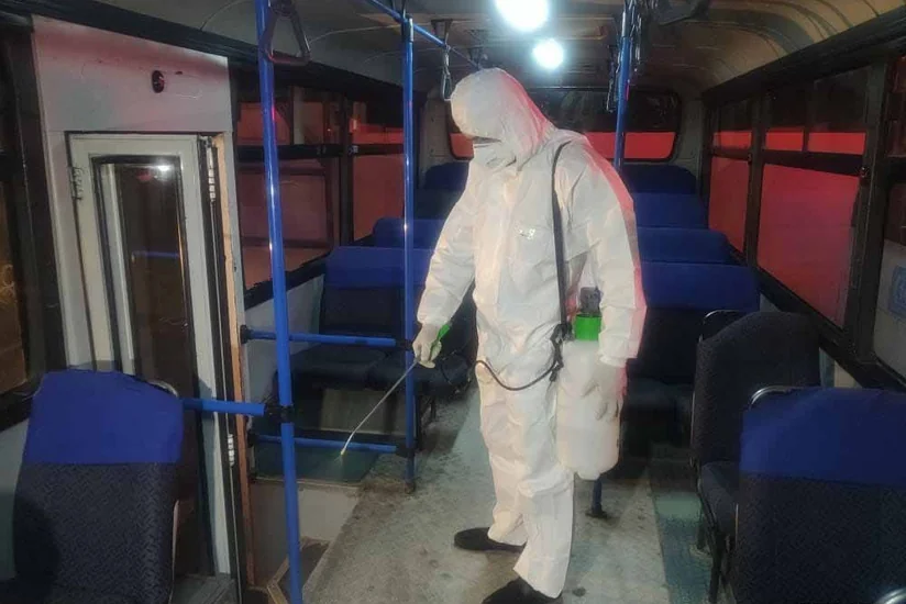 Bakı kəndlərinə işləyən avtobuslar dezinfeksiya olunur - FOTO - VİDEO