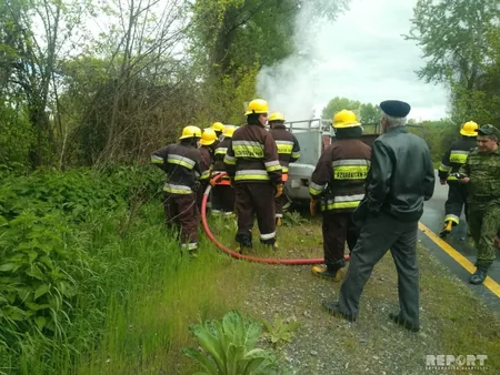 Qaxda avtomobil yanıb - FOTO - VİDEO - YENİLƏNİB