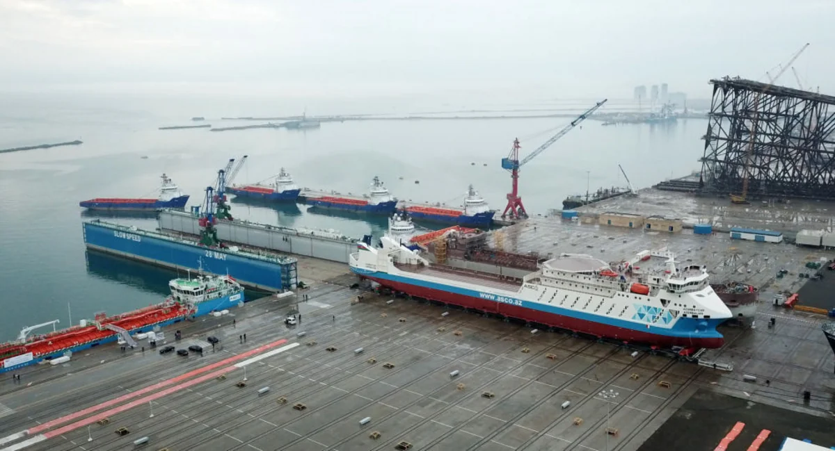 RoPax-type ferry Azerbaijan enters port of Turkmenbashi
