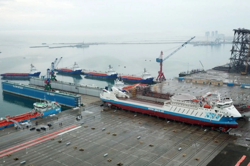 RoPax-type ferry Azerbaijan enters port of Turkmenbashi