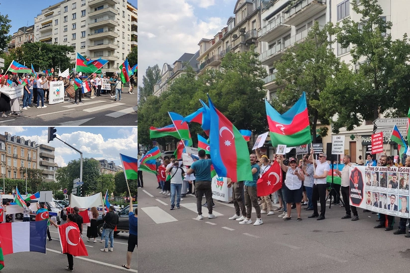 Азербайджанцы провели шествие протеста перед зданием Совета Европы