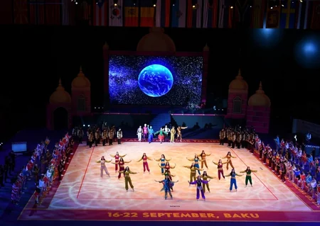 President Ilham Aliyev and first lady Mehriban Aliyeva attend opening of Rhythmic Gymnastics World Championships