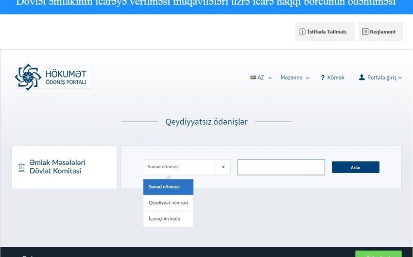 Azərbaycanda icarə haqqını internetlə ödəmək mümkün olub