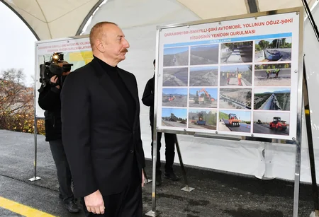 President Ilham Aliyev attends inauguration of Oghuz-Shaki highway after reconstruction