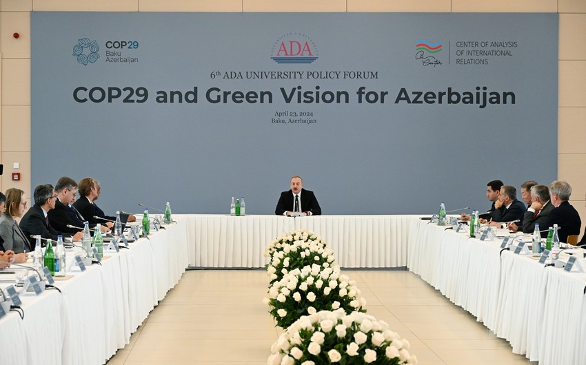 İlham Əliyev ADA Universitetində “COP29 və Azərbaycan üçün Yaşıl Baxış” mövzusunda beynəlxalq forumda iştirak edib - YENİLƏNİB-2