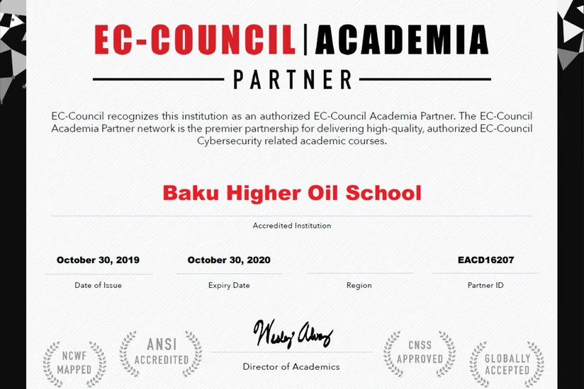 Baku Higher Oil School officially selected as Academia Partner of EC-Council